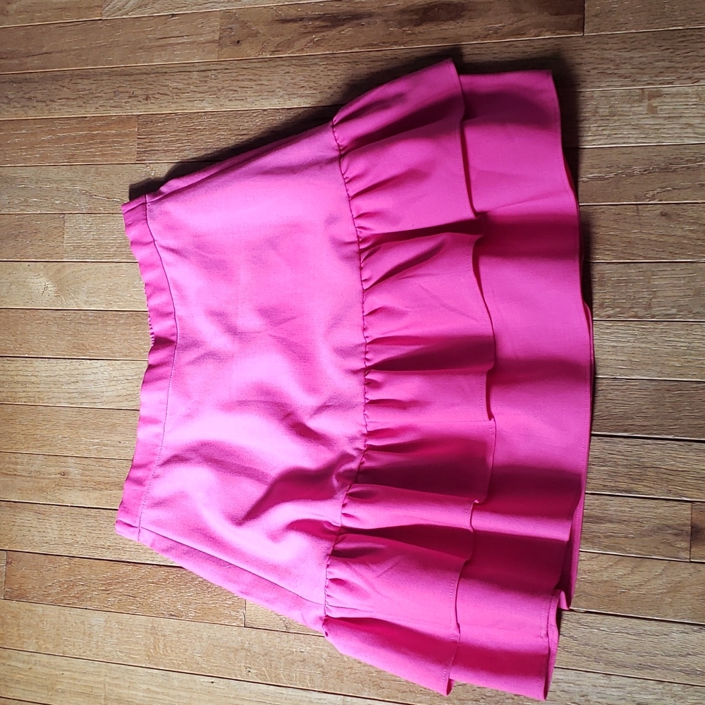 J. Crew hot pink pull on ruffle skirt